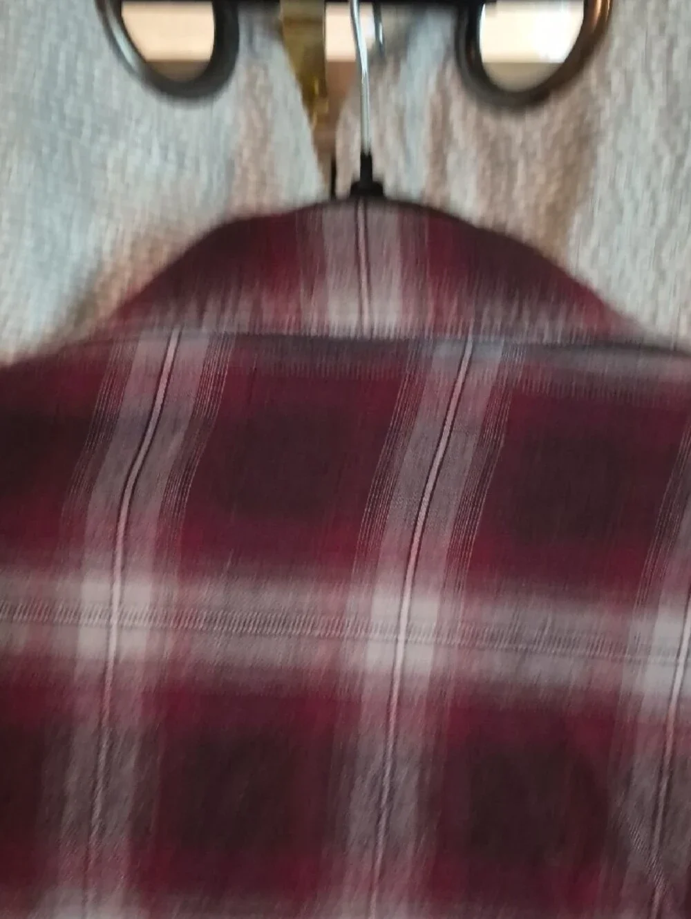 Calvin Klein Jeans Burgundy and White Plaid Button-Up Shirt
